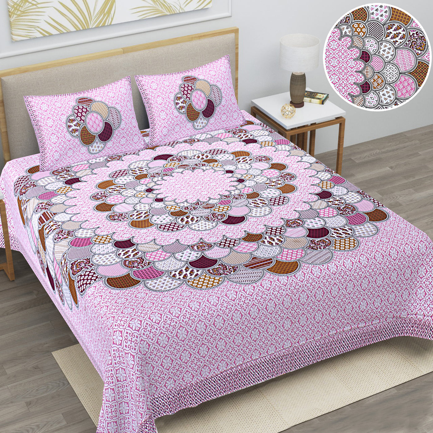 Braise Premium | Full Size 87 x 104 in | 100% Pure Cotton | Double Bedsheet with 2 Pillow Covers (PKC 01)