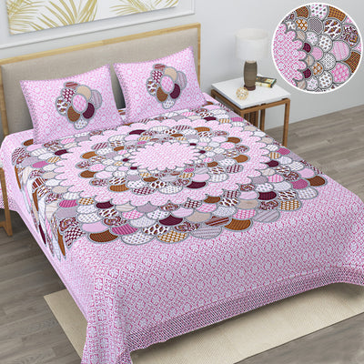 Wanderlust Premium | Full Size 93 x 108 in | 100% Pure Cotton | Double Bedsheet with 2 Pillow Covers (PKC01)