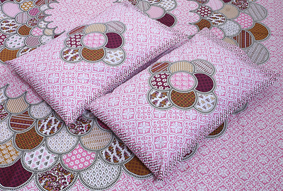 Braise Premium | Full Size 87 x 104 in | 100% Pure Cotton | Double Bedsheet with 2 Pillow Covers (PKC 01)