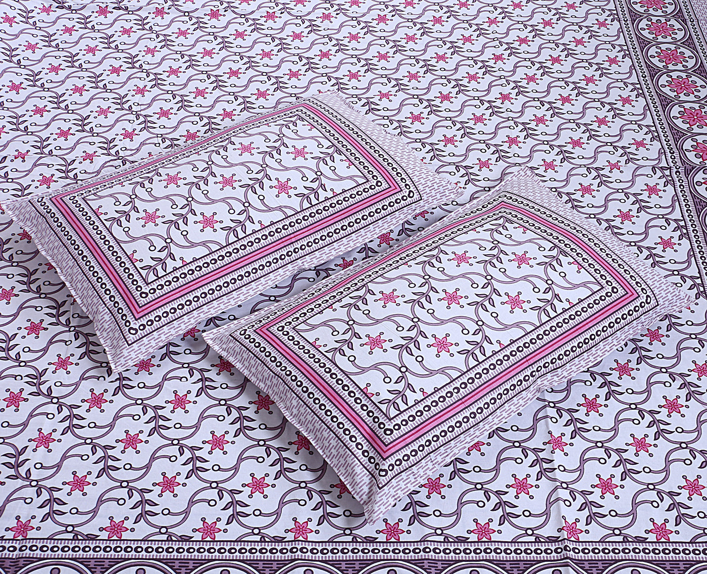 Braise Premium | Full Size 87 x 104 in | 100% Pure Cotton | Double Bedsheet with 2 Pillow Covers (PKC 13)