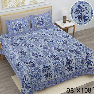 Wanderlust Premium | Full Size 93 x 108 in | 100% Pure Cotton | Double Bedsheet with 2 Pillow Covers (PKC03)