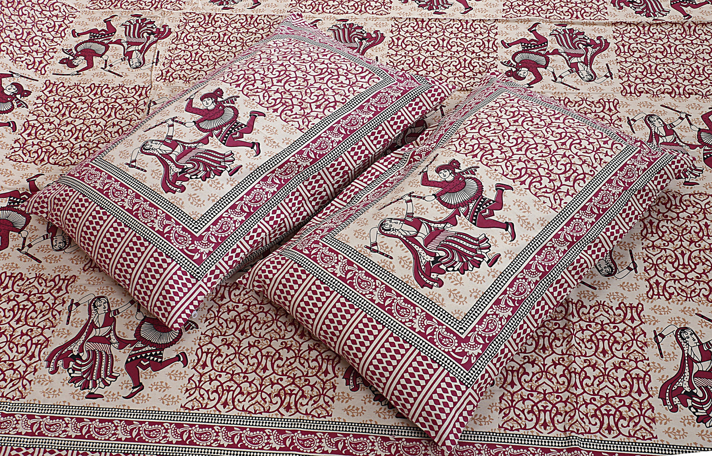 Braise Premium | Full Size 87 x 104 in | 100% Pure Cotton | Double Bedsheet with 2 Pillow Covers (PKC 03)