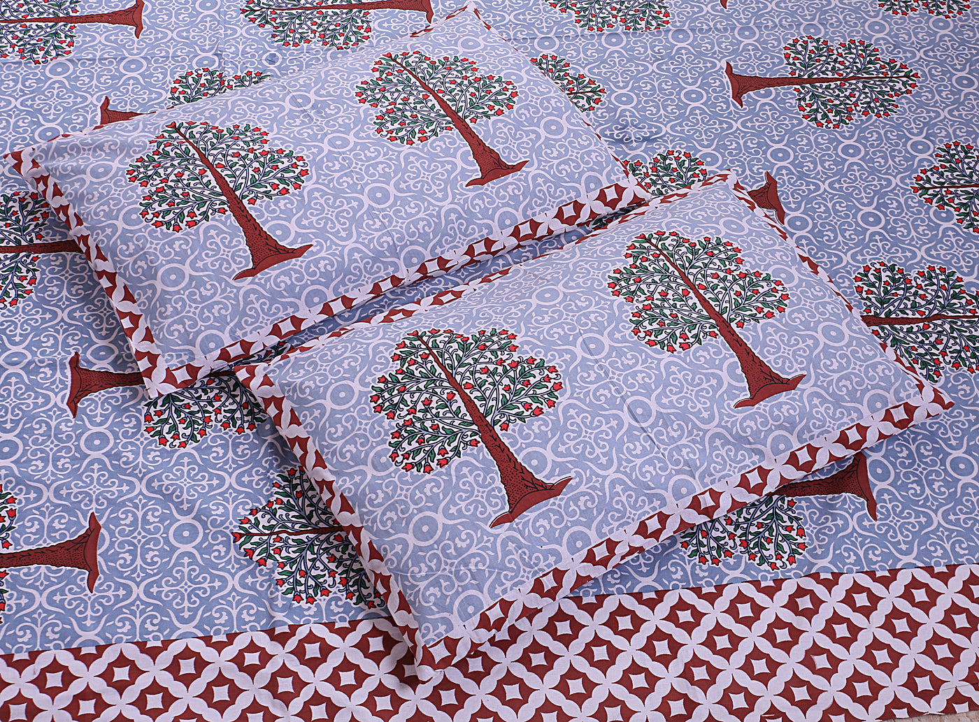 Braise Premium | Full Size 87 x 104 in | 100% Pure Cotton | Double Bedsheet with 2 Pillow Covers (PKC 16)