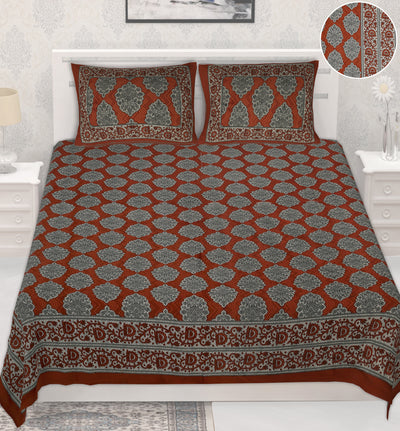 Wanderlust Premium | Full Size 93 x 108 in | 100% Pure Cotton | Double Bedsheet with 2 Pillow Covers (PKC04)