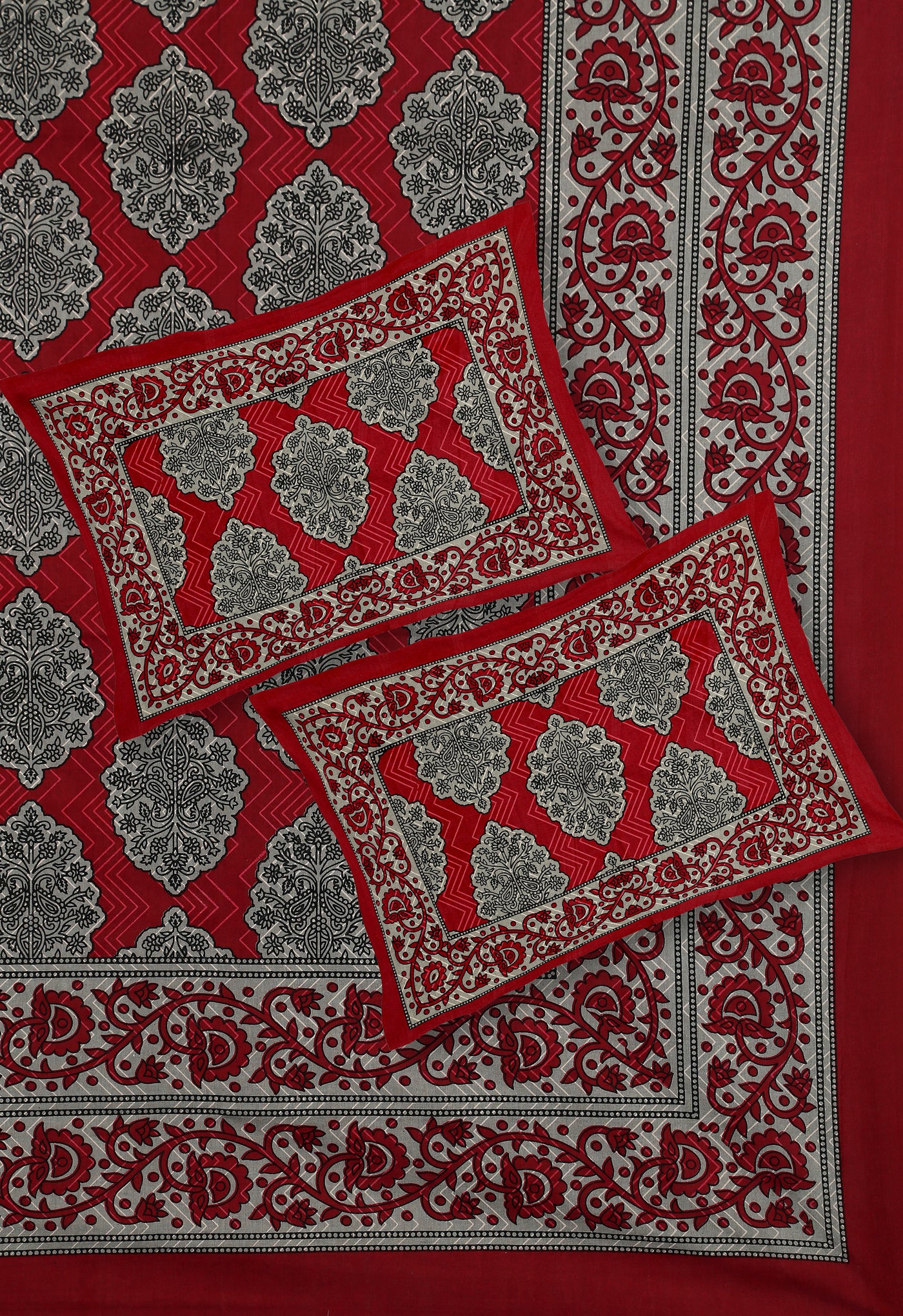 Wanderlust Premium | Full Size 93 x 108 in | 100% Pure Cotton | Double Bedsheet with 2 Pillow Covers (PKC04)
