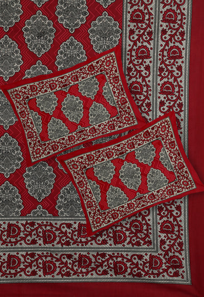 Wanderlust Premium | Full Size 93 x 108 in | 100% Pure Cotton | Double Bedsheet with 2 Pillow Covers (PKC04)