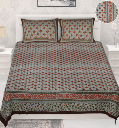 Braise Premium | Full Size 87 x 104 in | 100% Pure Cotton | Double Bedsheet with 2 Pillow Covers (PKC 07)