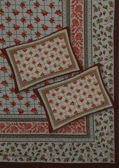 Braise Premium | Full Size 87 x 104 in | 100% Pure Cotton | Double Bedsheet with 2 Pillow Covers (PKC 07)
