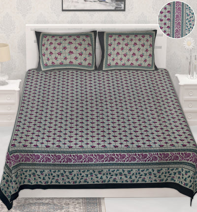 Braise Premium | Full Size 87 x 104 in | 100% Pure Cotton | Double Bedsheet with 2 Pillow Covers (PKC 07)
