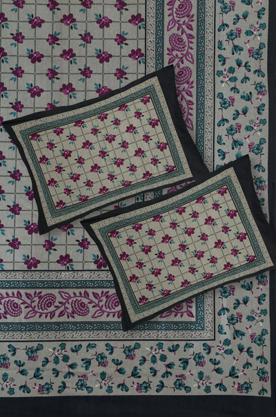 Braise Premium | Full Size 87 x 104 in | 100% Pure Cotton | Double Bedsheet with 2 Pillow Covers (PKC 07)