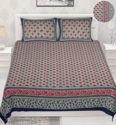 Braise Premium | Full Size 87 x 104 in | 100% Pure Cotton | Double Bedsheet with 2 Pillow Covers (PKC 07)