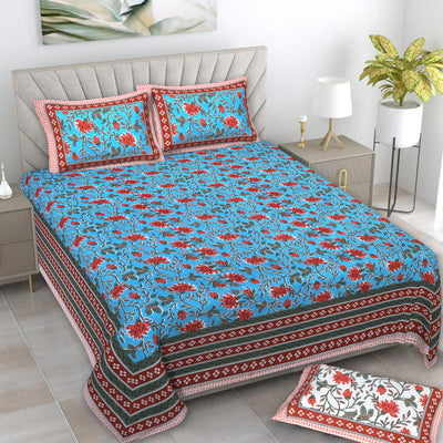 Braise Premium | Full Size 87 x 104 in | 100% Pure Cotton | Double Bedsheet with 2 Pillow Covers (PKC 14)
