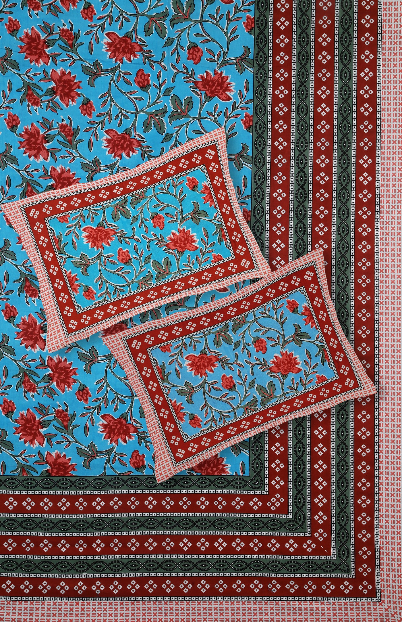 Braise Premium | Full Size 87 x 104 in | 100% Pure Cotton | Double Bedsheet with 2 Pillow Covers (PKC 14)