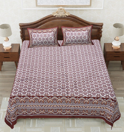 Braise Premium | Full Size 87 x 104 in | 100% Pure Cotton | Double Bedsheet with 2 Pillow Covers (PKC 05)