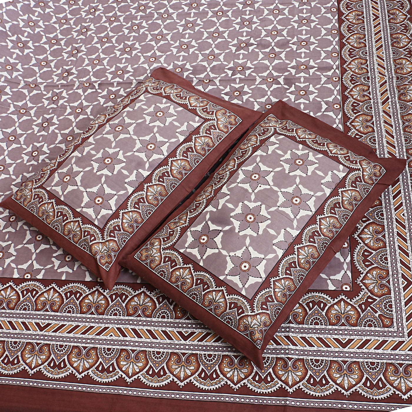 Braise Premium | Full Size 87 x 104 in | 100% Pure Cotton | Double Bedsheet with 2 Pillow Covers (PKC 05)