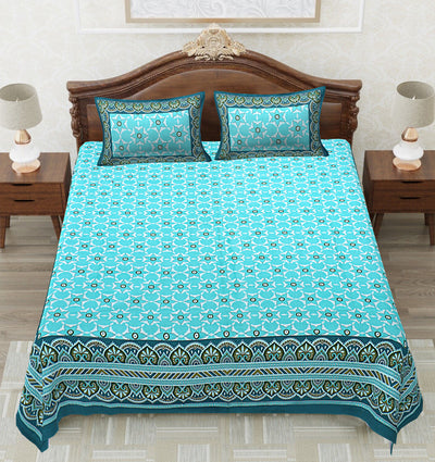 Wanderlust Premium | Full Size 93 x 108 in | 100% Pure Cotton | Double Bedsheet with 2 Pillow Covers (PKC05)