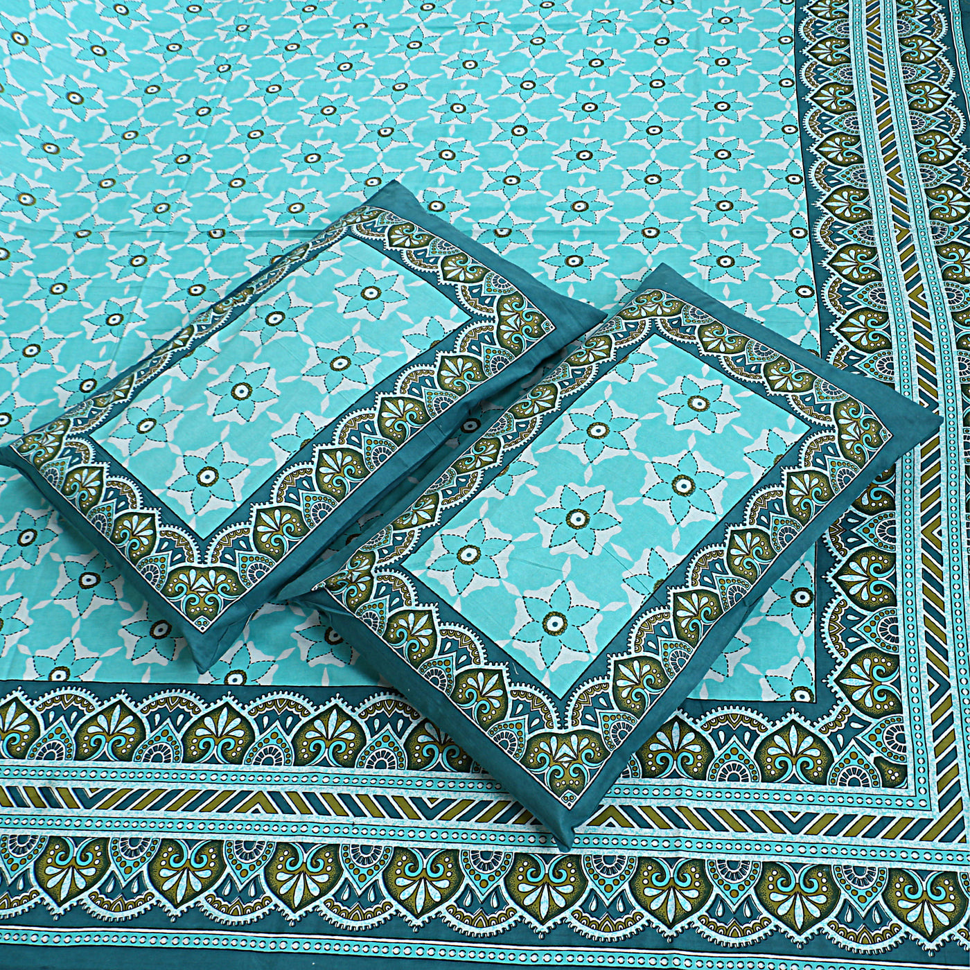 Braise Premium | Full Size 87 x 104 in | 100% Pure Cotton | Double Bedsheet with 2 Pillow Covers (PKC 05)