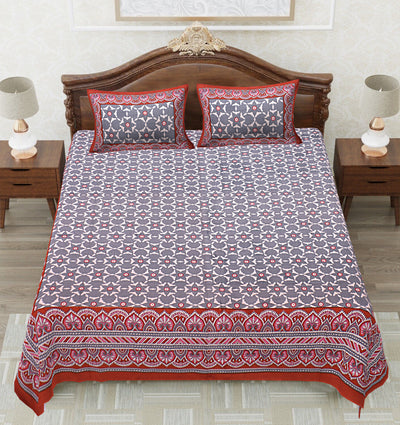 Braise Premium | Full Size 87 x 104 in | 100% Pure Cotton | Double Bedsheet with 2 Pillow Covers (PKC 05)