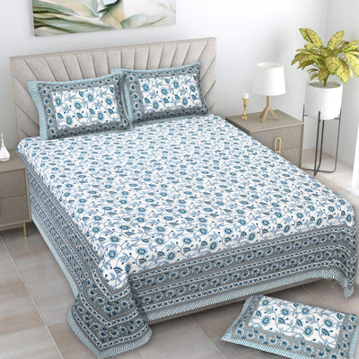 Braise Premium | Full Size 87 x 104 in | 100% Pure Cotton | Double Bedsheet with 2 Pillow Covers (PKC 15)