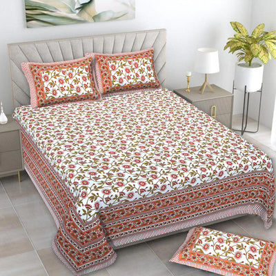 Braise Premium | Full Size 87 x 104 in | 100% Pure Cotton | Double Bedsheet with 2 Pillow Covers (PKC 15)