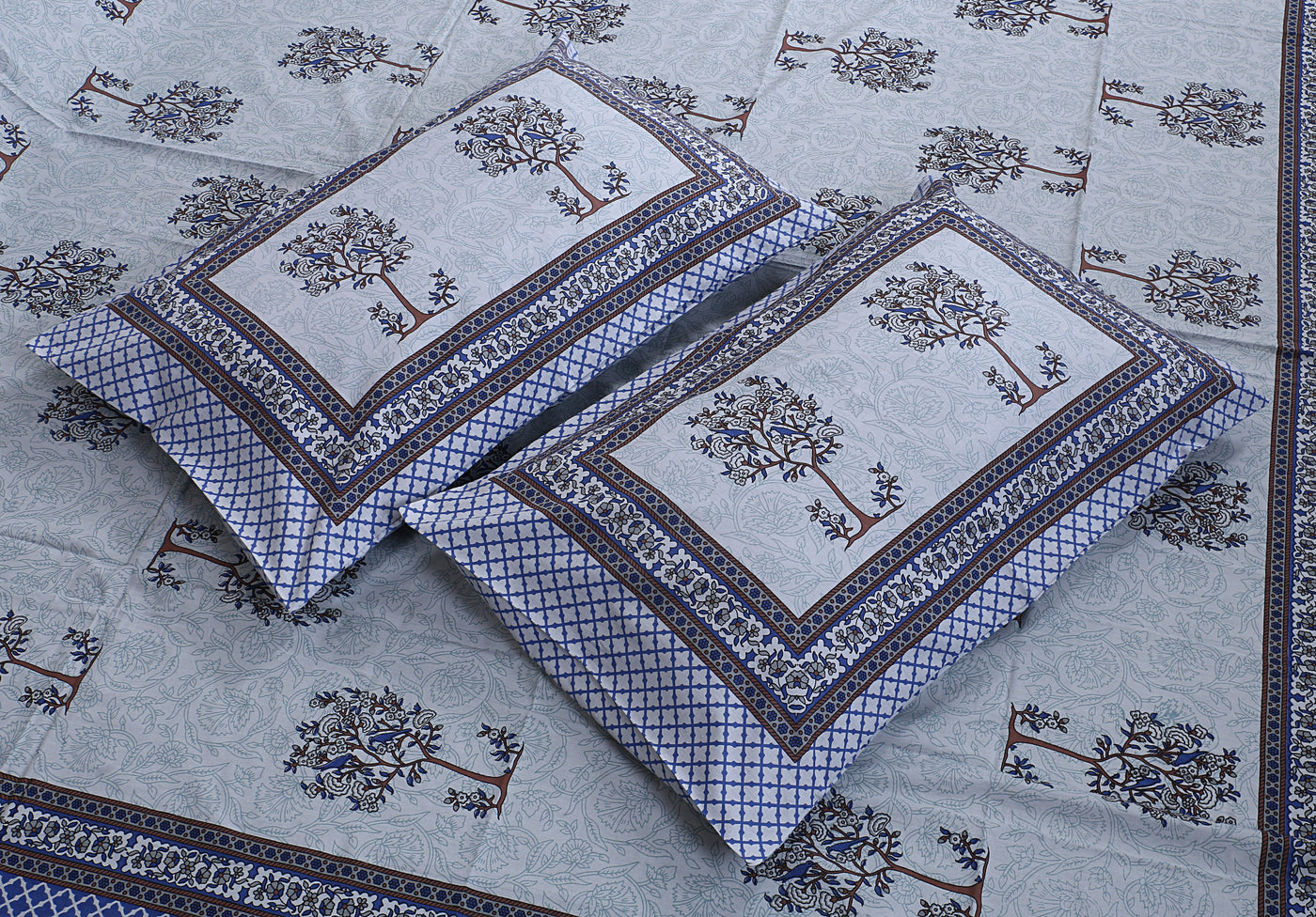 Braise Premium | Full Size 87 x 104 in | 100% Pure Cotton | Double Bedsheet with 2 Pillow Covers (PKC 08)