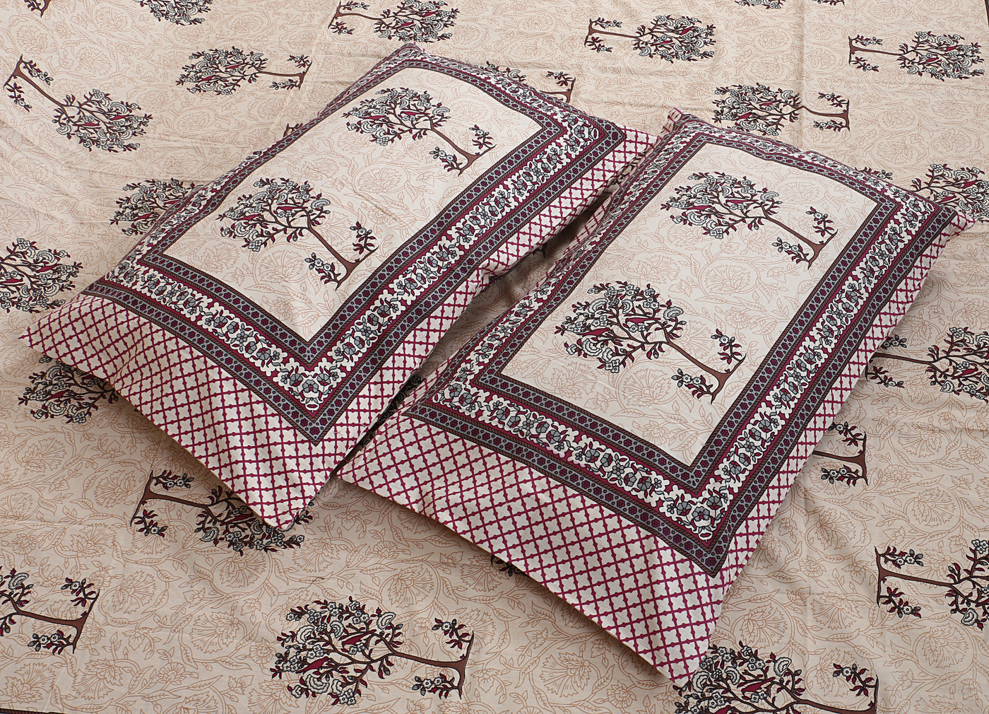 Braise Premium | Full Size 87 x 104 in | 100% Pure Cotton | Double Bedsheet with 2 Pillow Covers (PKC 08)