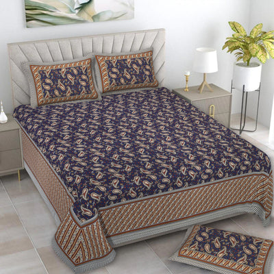 Braise Premium | Full Size 87 x 104 in | 100% Pure Cotton | Double Bedsheet with 2 Pillow Covers (PKC 17)