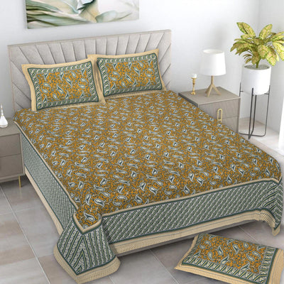 Braise Premium | Full Size 87 x 104 in | 100% Pure Cotton | Double Bedsheet with 2 Pillow Covers (PKC 17)