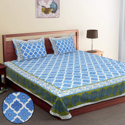 Wanderlust Premium | King Size 100 x 108 in | 100% Pure Cotton | Bedsheet For Double Bed with 2 Pillow Covers (SANS10801)