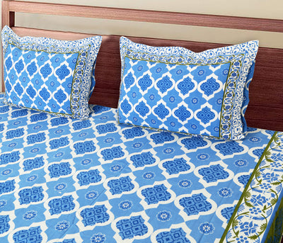 Wanderlust Premium | King Size 100 x 108 in | 100% Pure Cotton | Bedsheet For Double Bed with 2 Pillow Covers (SANS10801)