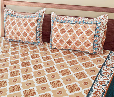 Wanderlust Premium | King Size 100 x 108 in | 100% Pure Cotton | Bedsheet For Double Bed with 2 Pillow Covers (SANS10801)