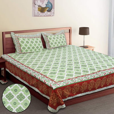 Wanderlust Premium | King Size 100 x 108 in | 100% Pure Cotton | Bedsheet For Double Bed with 2 Pillow Covers (SANS10801)