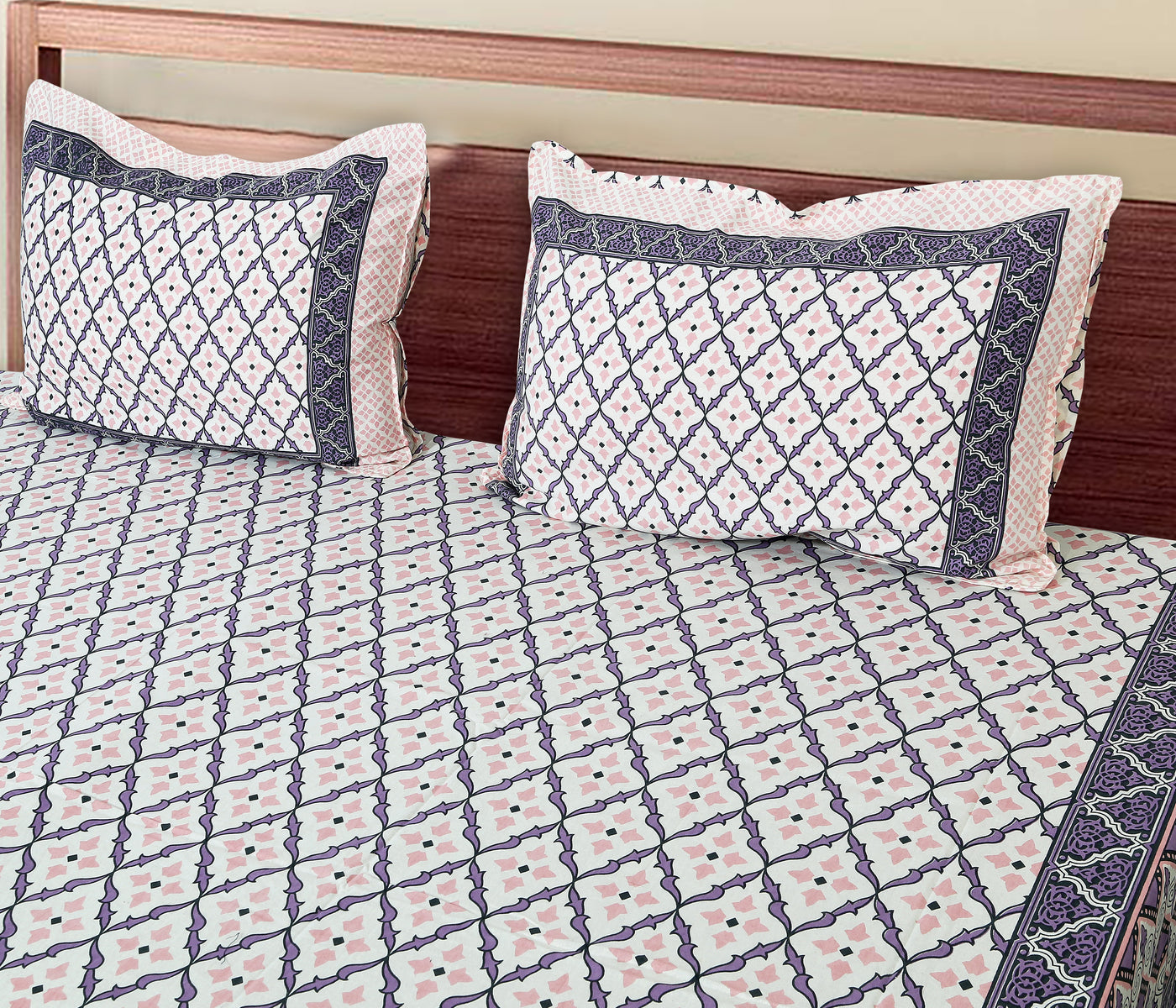 Wanderlust Premium | King Size 100 x 108 in | 100% Pure Cotton | Bedsheet For Double Bed with 2 Pillow Covers (SANS10802)