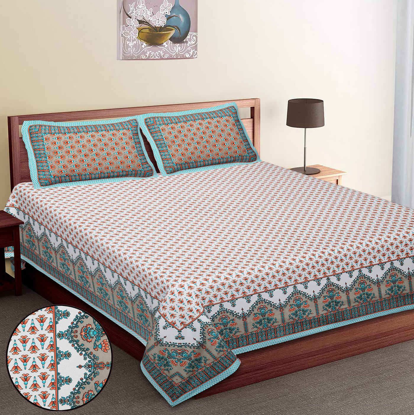Braise Premium | King Size 100 x 108 in | 100% Pure Cotton | Bedsheet For Double Bed with 2 Pillow Covers (UTS01)