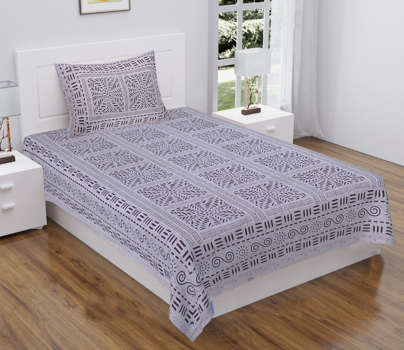 Braise Premium |100% Pure Cotton | Single Bedsheet with 1 Pillow Cover (ELSN05)