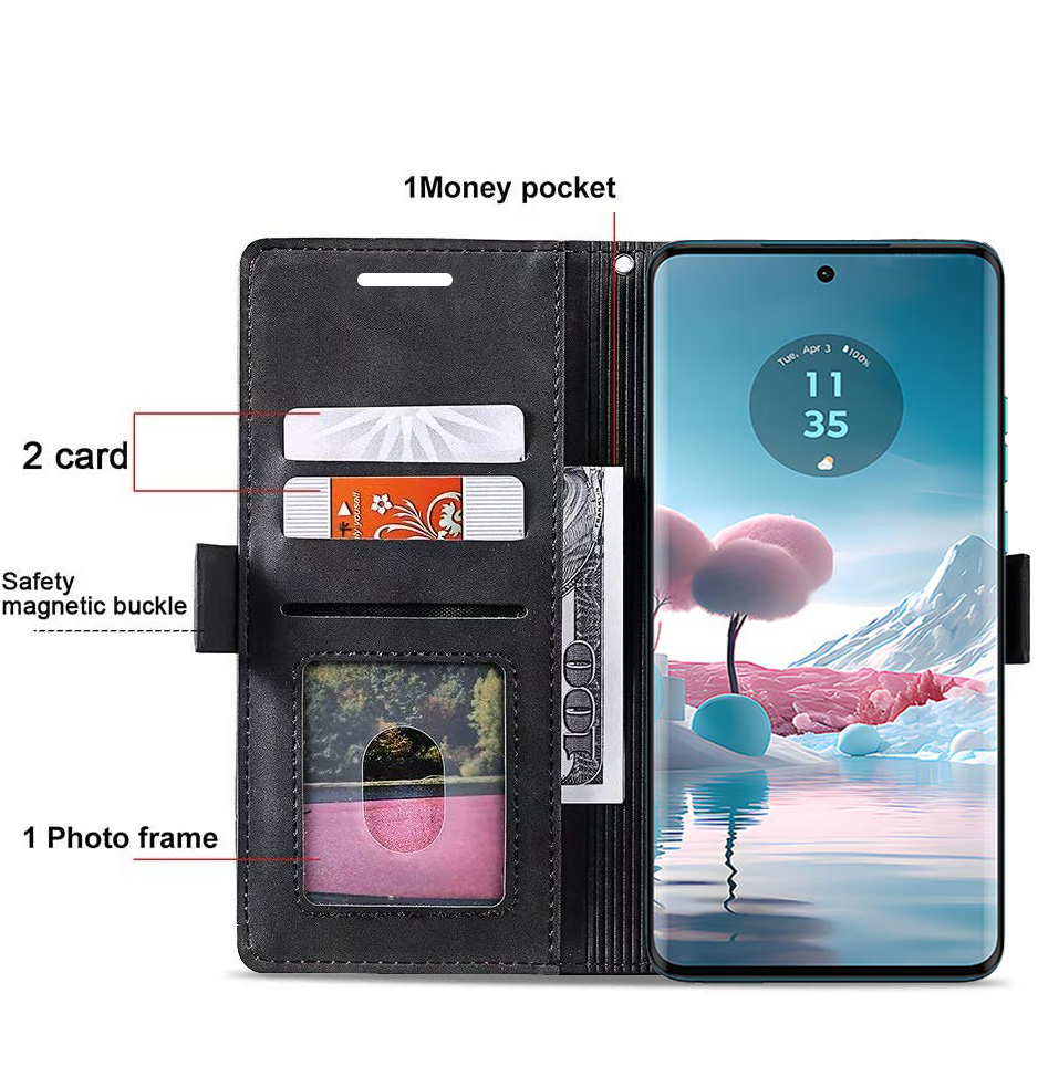 Moto Edge 40 NEO Premium PU Leather Wallet flip Cover Case By Excelsior