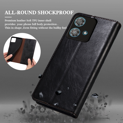 Moto Edge 40 NEO 5G Premium Vintage PU Leather Wallet flip Cover Case By Excelsior