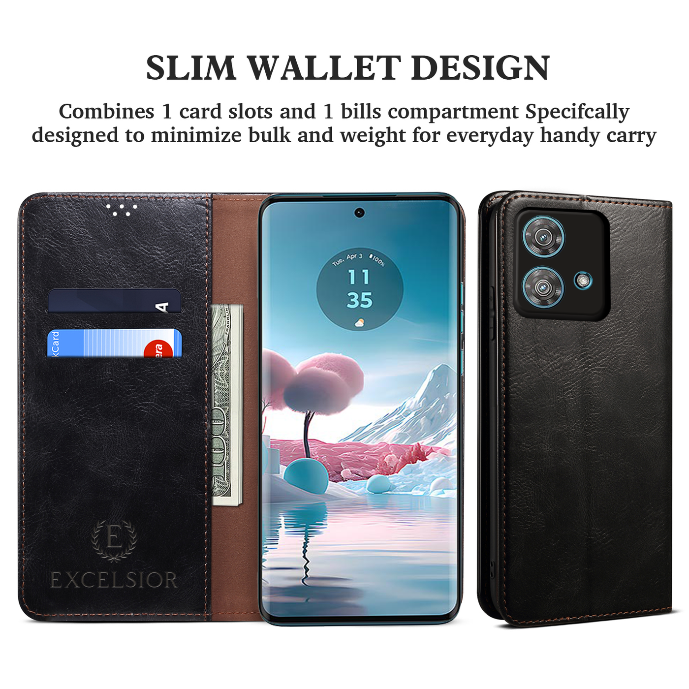 Moto Edge 40 NEO 5G Premium Vintage PU Leather Wallet flip Cover Case By Excelsior