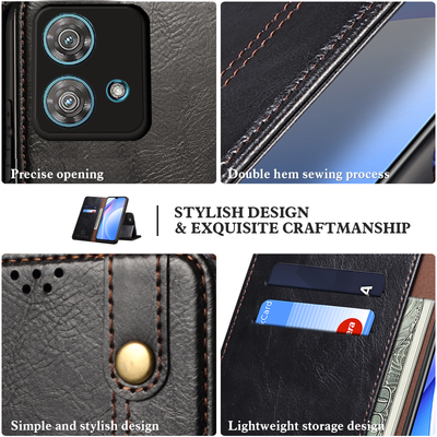Moto Edge 40 NEO 5G Premium Vintage PU Leather Wallet flip Cover Case By Excelsior