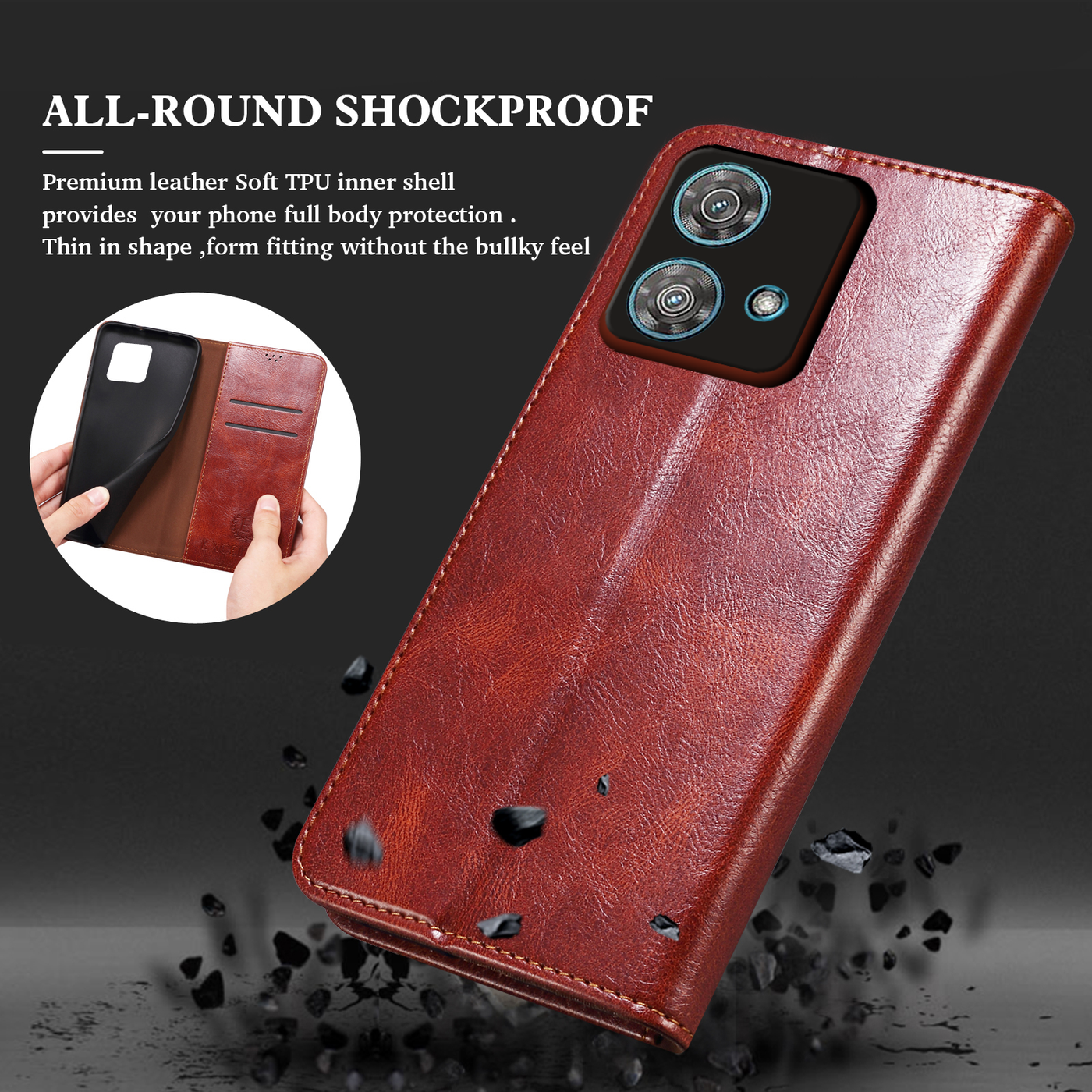 Moto Edge 40 NEO 5G Premium Vintage PU Leather Wallet flip Cover Case By Excelsior