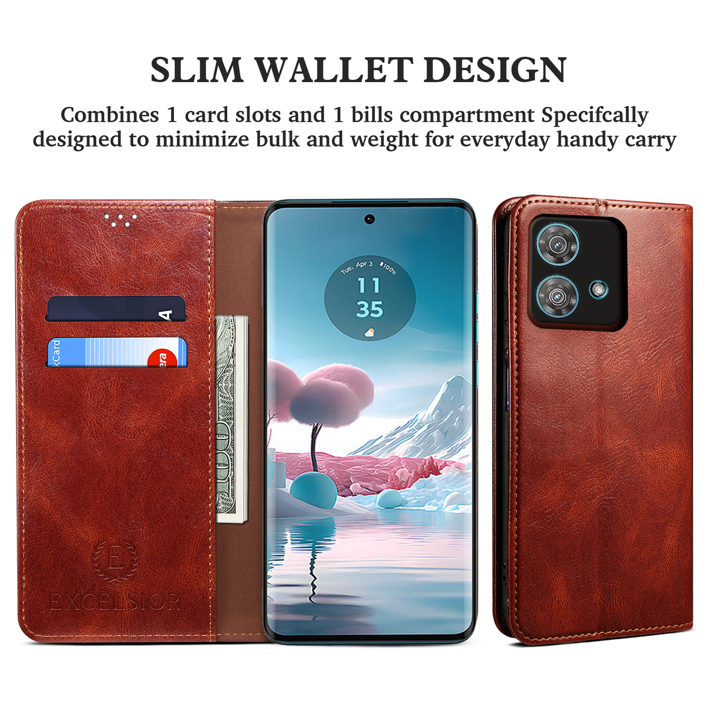 Moto Edge 40 NEO 5G Premium Vintage PU Leather Wallet flip Cover Case By Excelsior