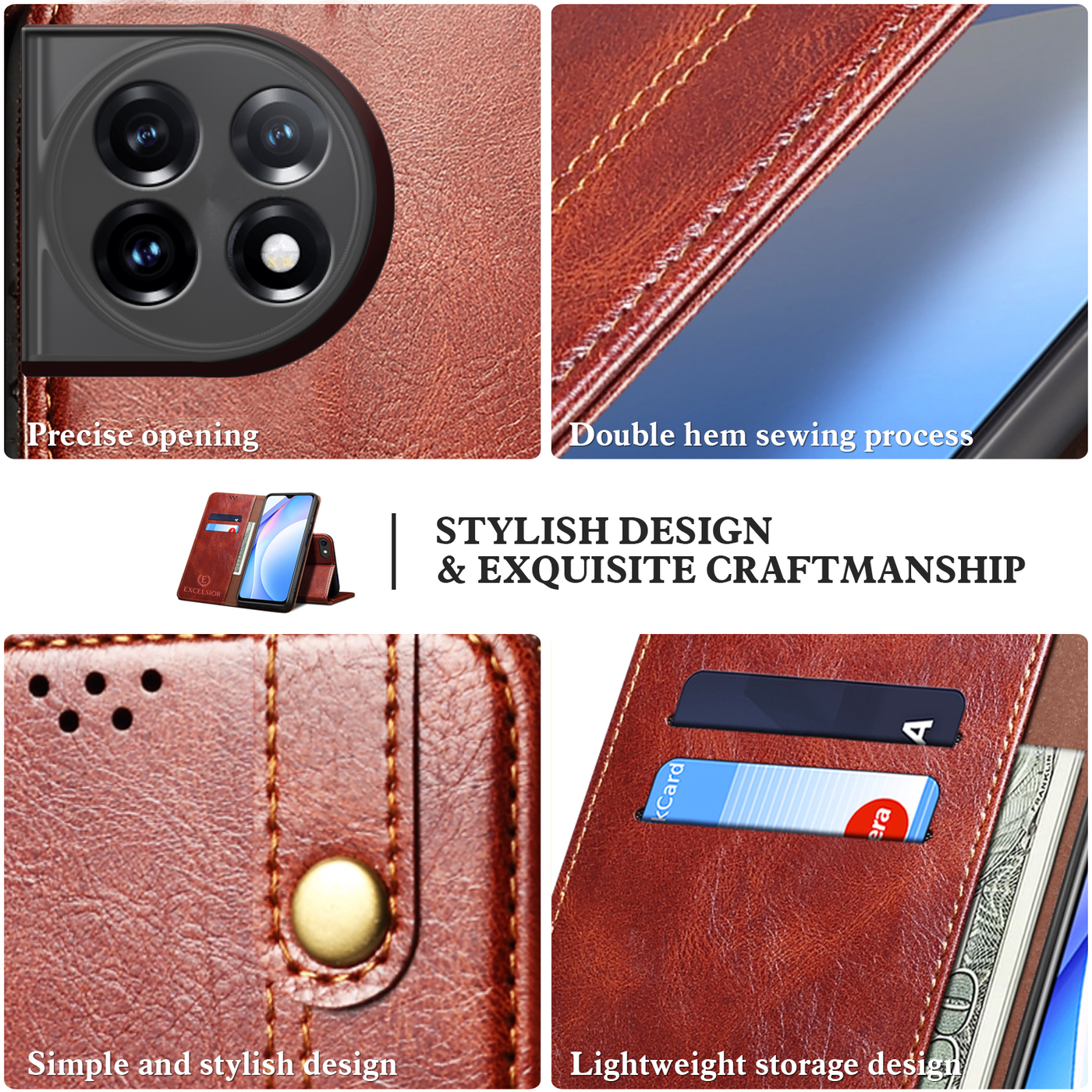 Excelsior Premium Vintage PU Leather Wallet flip Cover Case For Oneplus 11