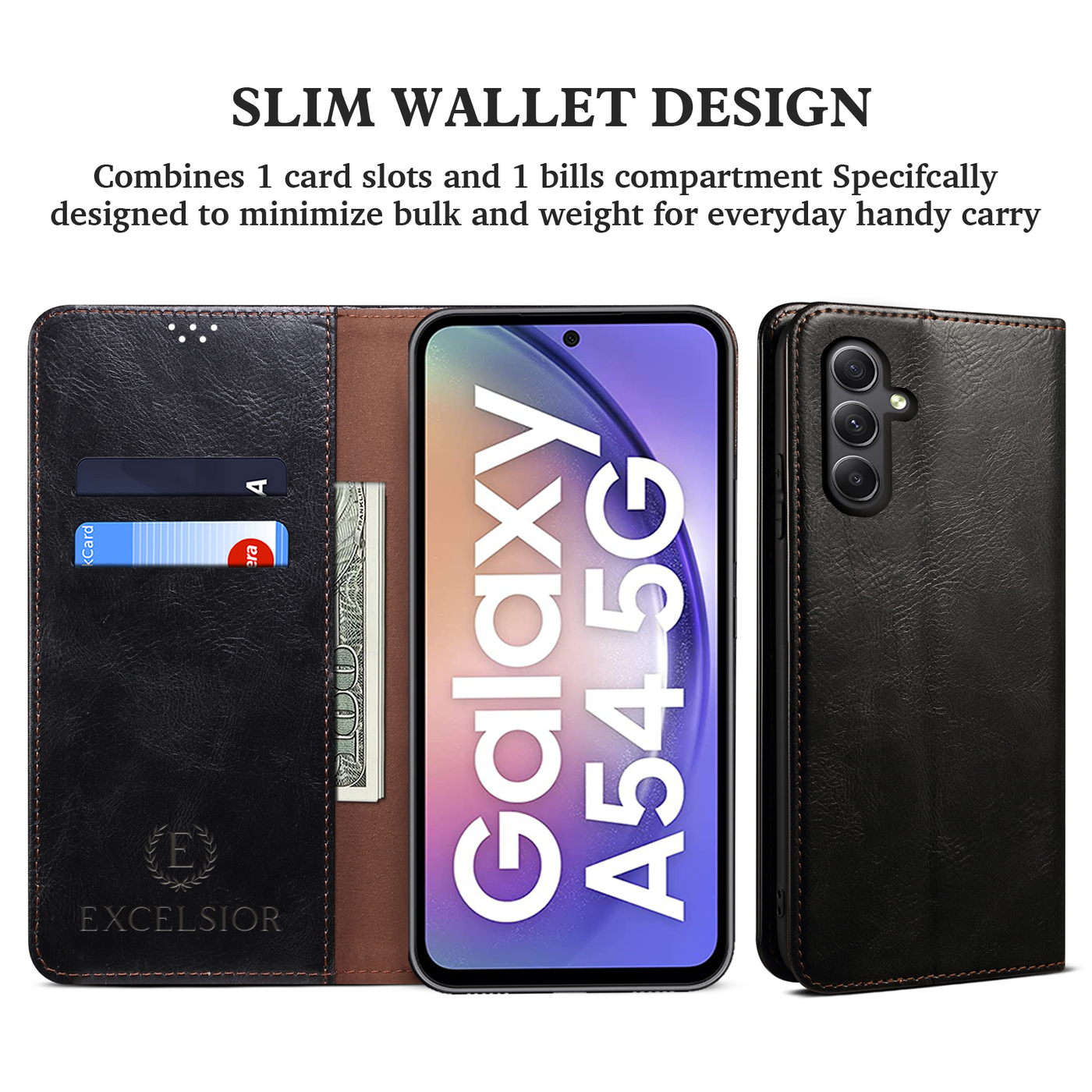 Excelsior Premium Vintage PU Leather Wallet flip Cover Case For Samsung Galaxy A54 5G