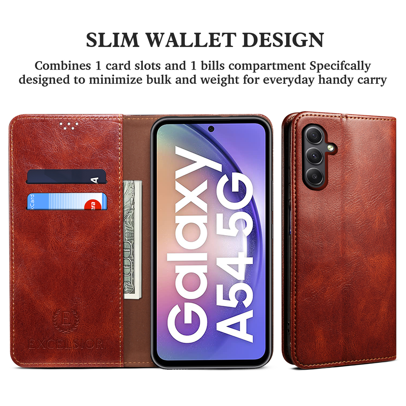 Excelsior Premium Vintage PU Leather Wallet flip Cover Case For Samsung Galaxy A54 5G