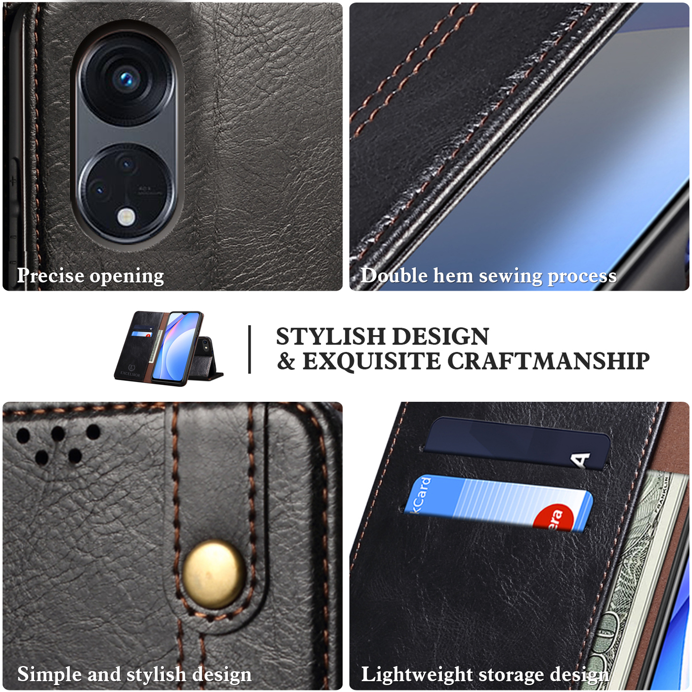 Excelsior Premium Vintage PU Leather Wallet flip Cover Case For Oppo Reno 8T 5G