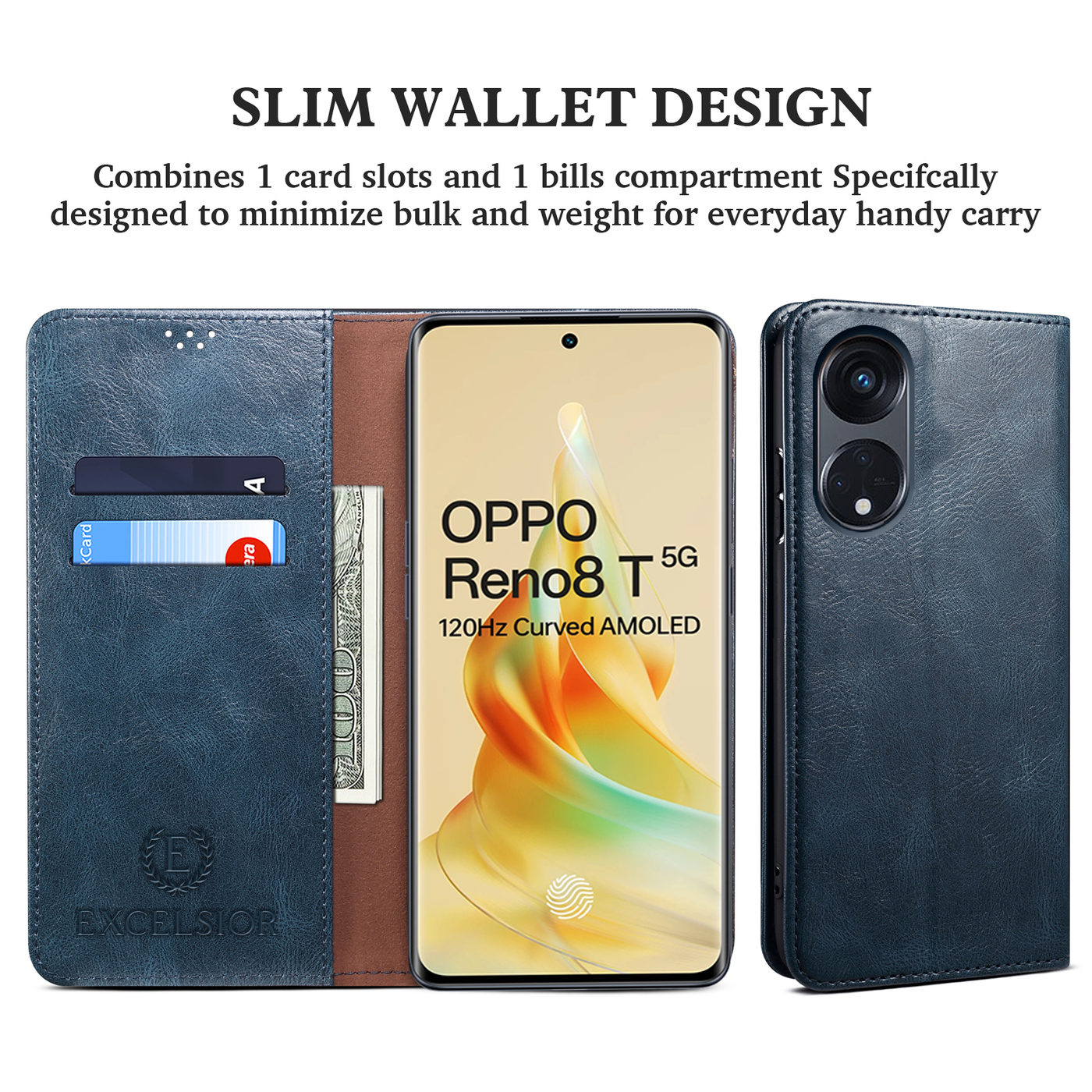 Excelsior Premium Vintage PU Leather Wallet flip Cover Case For Oppo Reno 8T 5G