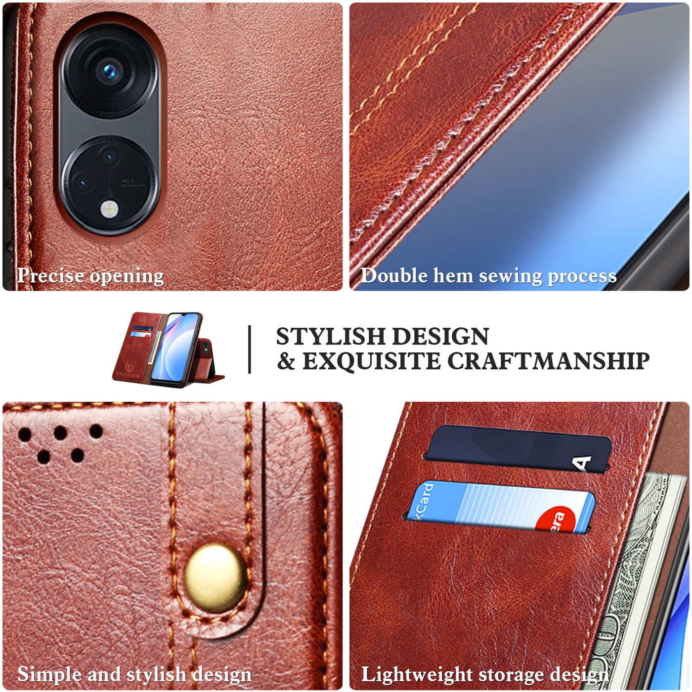 Excelsior Premium Vintage PU Leather Wallet flip Cover Case For Oppo Reno 8T 5G