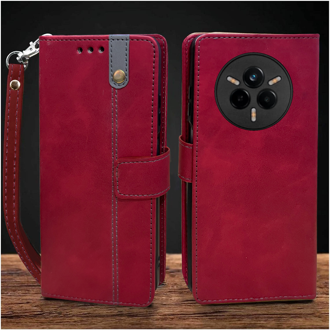GOGME Leather Folio Cover per Realme 7 5G (Not for 4G Version) Cover, PU + TPU Leather Wallet Case, Premium Filp Cover Custodia in Pelle Portafoglio con Funzione Stand, Nero