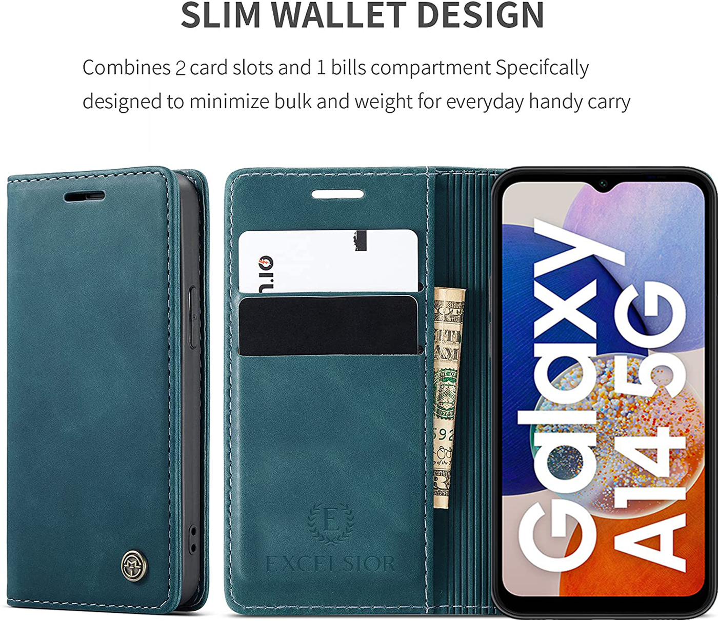 Samsung Galaxy A14 Premium Retro PU Leather Wallet flip Cover Case By Excelsior