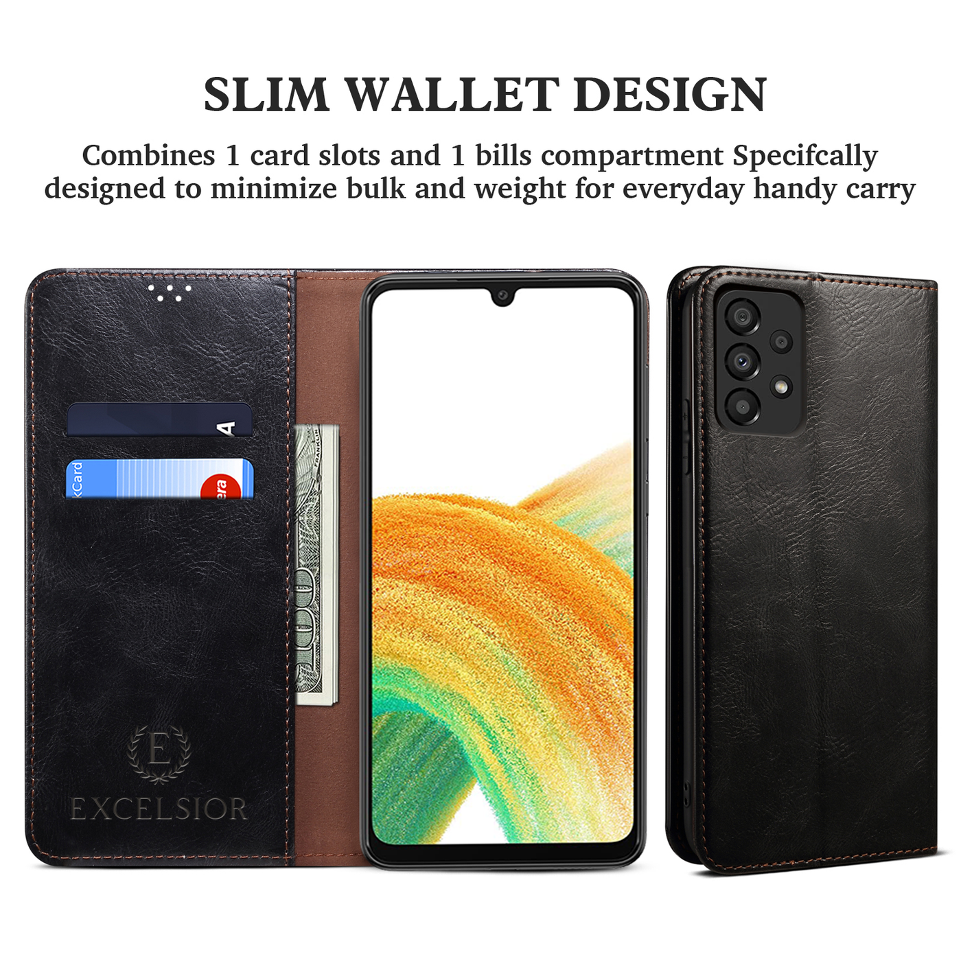 Excelsior Premium Vintage PU Leather Wallet flip Cover Case For Samsung Galaxy A73 5G